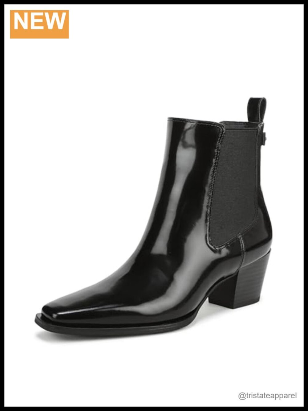 Sam Edelman Ashtyn Black Leather Ankle Bootie Snip Toe Block Heel Slip-On